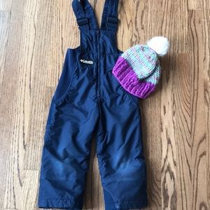 Columbia sportswear navy suspenders snow pants 4T